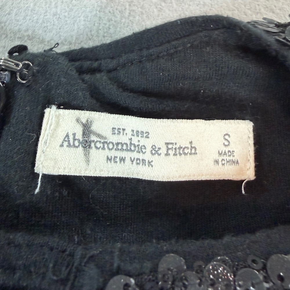 Abercrombie Sequin Mini Dress Black Long Sleeve V Neck Party Womens S - Picture 5 of 10